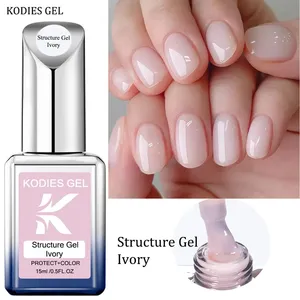 KODIES <span class=keywords><strong>vernis</strong></span> <span class=keywords><strong>semi</strong></span>-<span class=keywords><strong>permanent</strong></span> UV/<span class=keywords><strong>LED</strong></span> <span class=keywords><strong>pour</strong></span> manucure et salon d'art des ongles gel structure beige ivoire base en caoutchouc <span class=keywords><strong>vernis</strong></span> à gel couleur naturelle - Product Image 1