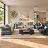 Luxuriöses Modernes Ledersofa-Set Schwarzer Lack Goldene Verzierung Wohnzimmermöbel 1+2+3-Sitzer Sofa mit Couchtisch für Villa Hotel