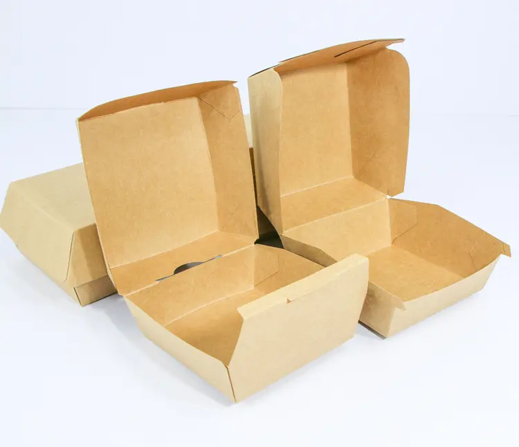 Caja de embalaje de alimentos para hamburguesa personalizada caja de hamburguesa embalaje biodegradable caja de hamburguesa grande