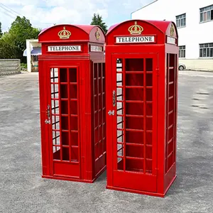 Nguồn cung cấp đám cưới trang trí màu hồng gian hàng điện thoại trang trí kim loại cổ điển London gian hàng điện thoại màu đỏ để bán
