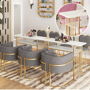 Mesa de Manicura de Mármol de Estilo Moderno y Económico para Salón de Belleza, Silla de Metal para Salón de Peluquería con Ventilador, Mesas de Uñas - Product Image 2