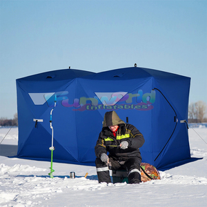 Abri portable pour l'extérieur en tissu oxford pour 4 personnes tente gonflable isolée portable pour la pêche sur glace - Product Image 5
