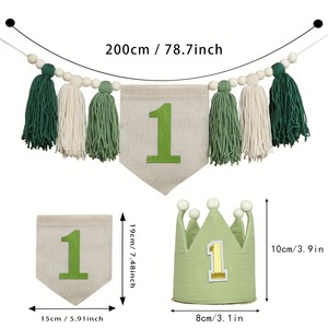 Set de Decoración para Fiesta de Primer Cumpleaños con Banderín de Borlas, Decoración para Fiesta de Primer Cumpleaños de Niño o Niña, Gorros de <span class=keywords><strong>Cono</strong></span>, Decoraciones para Fiesta de Cumpleaños - Product Image 6