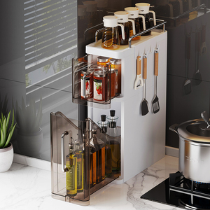 Organisateur d'épices de cuisine en plastique avec tiroir et crochets pour le rangement des bouteilles d'huile, <span class=keywords><strong>armoire</strong></span> - Product Image 6