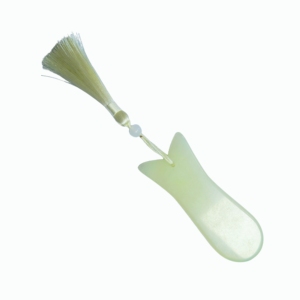 Elegant Pure Xiuyu <b>Jade</b> Gua Sha Massager Fish-Design Facial Scraper with Silk Tassel for Spa and Home Ornament - Product Image 3