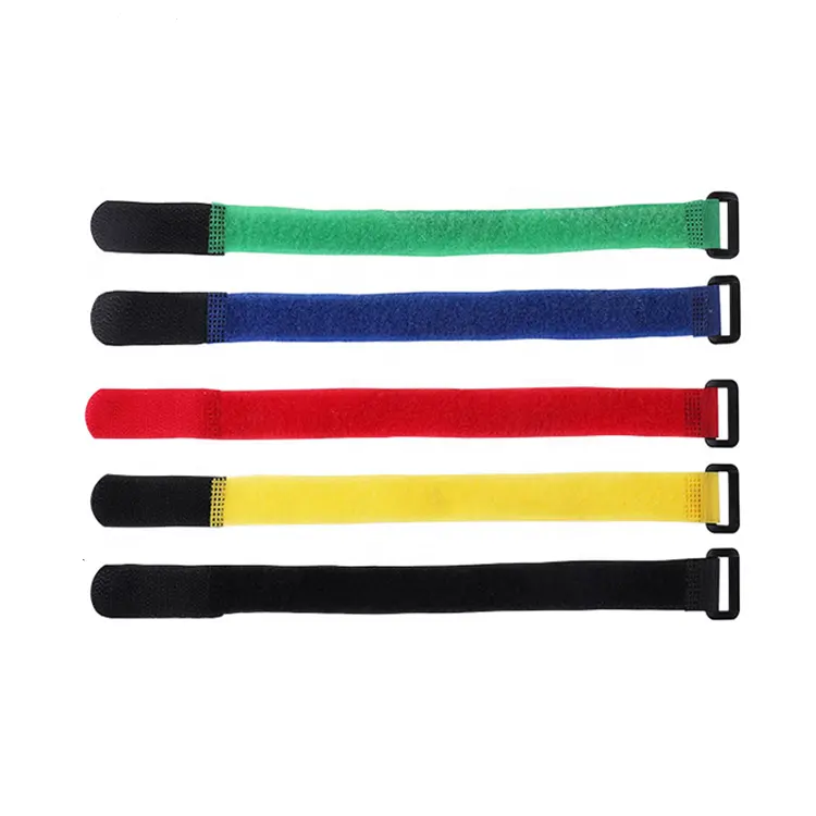 Fastening wraps tape self locking reverse loop nylon custom logo adjustable Reusable hook and loop strap with buckle