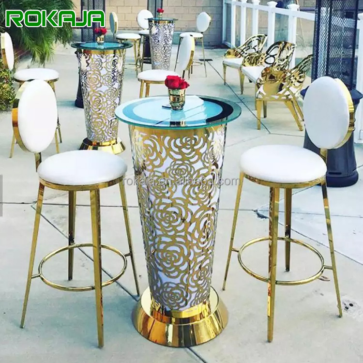 Роскошный золотой свадебный стол из нержавеющей стали круглое зеркало коктейльное событие бар столы праздничное украшение Праздничная подставка для торта