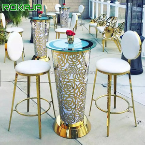 MESA DE BODA DE ACERO INOXIDABLE dorado de lujo, espejo redondo, para cóctel, evento, Bar, decoración de Festival, soporte para <span class=keywords><strong>pasteles</strong></span> y fiestas - Product Image 1
