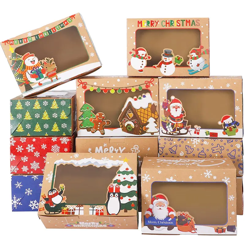卸売カスタマイズベーキングボックスクリスマスケーキデザートギフトラッピングボックスCajas Carton De Regalo Present Paper Boxes