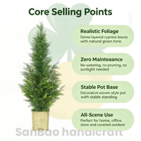 Arbre de cyprès artificiel détachable de 4 pieds, pot tressé doré de 120 cm, articles de décoration pour la maison, plante d'intérieur et d'extérieur