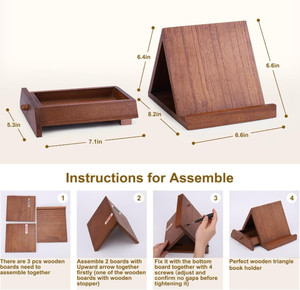 Soporte de madera para libros, marcapáginas triangular para soporte de página, marcapáginas triangular para soporte de página, soporte de Libro Abierto de madera - Product Image 4