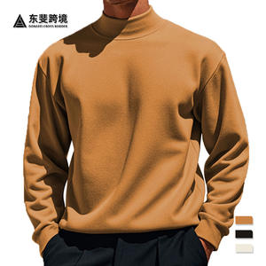 Camiseta de manga larga de lana de color liso para hombre, ajuste ceñido, cuello semicircular, capa base, para otoño e invierno, transfronteriza - Product Image 5