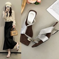 Sandales pour femmes de style français, à bout ouvert orné de strass, nouvelle collection coréenne, sandales d'extérieur tendance