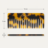 Newyeah Vente en gros Peigne à dents larges en acétate de 12 cm avec logo personnalisé pour cheveux épais et bouclés Cadeau personnalisé pour femmes