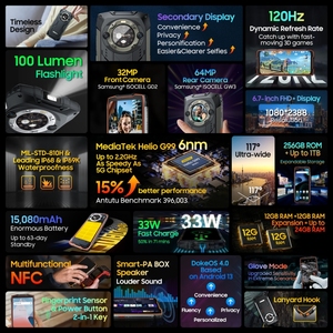 Version <span class=keywords><strong>Blackview</strong></span> Bv9300 <span class=keywords><strong>Pro</strong></span>, téléphone robuste, 12 Go + 256 Go, batterie 15080 mAh, NFC, téléphone Android 4G, <span class=keywords><strong>Blackview</strong></span> Bv9300 <span class=keywords><strong>Pro</strong></span> - Product Image 2