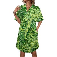 Robe chemisier ample et respirante pour femme, style cubain, motif tribal polynésien Elei, haute qualité, vente en gros