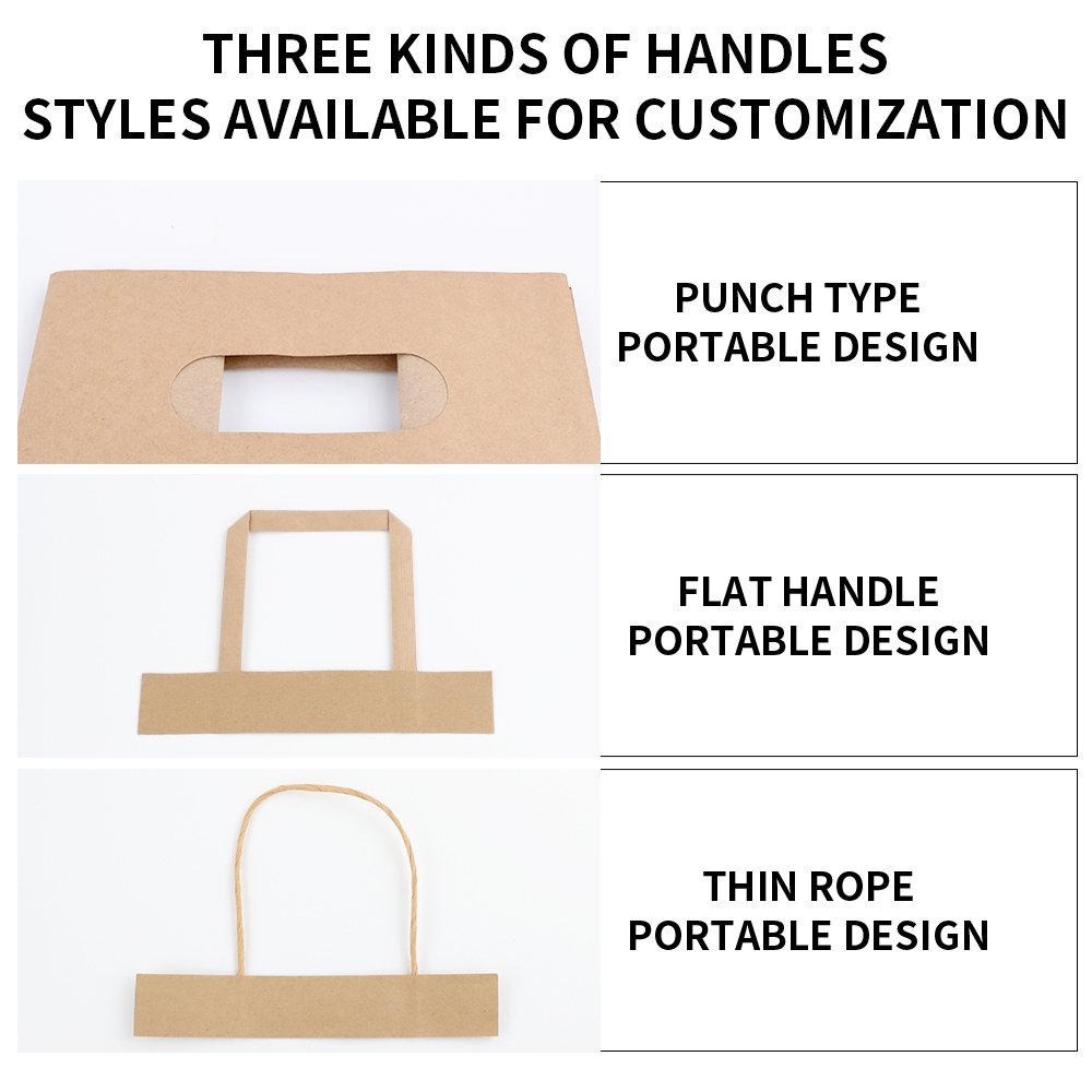 Disposable Custom Fast Food Kraft Paper Packaging Bags Custom Print With Your Own Logo
