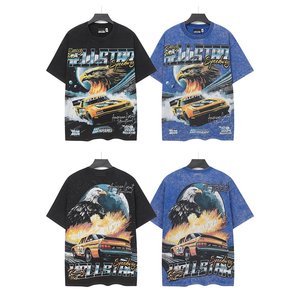T-shirt Vintage Hell Washed Star da Uomo a Maniche Corte 100% Cotone, Stile Streetwear Urban Legend con Stampa Grafica, Vestibilità Rilassata e Tessuto Pesante - Product Image 2