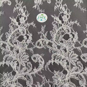 Chantlly Lace with Cord and Beads Fabric <strong>Embroidery</strong> Full Width Bridal <strong>Material</strong> for Wedding Dress - Product Image 4