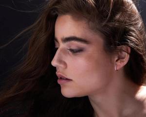 14k Gold Vintage Water Drop Shape Huggie Earrings Rhodium Plated U-Shape Hoops - Product Image 5