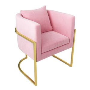 <span class=keywords><strong>Fauteuil</strong></span> inclinable moderne et minimaliste en velours gris avec coussin, pieds dorés, pour petite chambre à coucher - Product Image 2