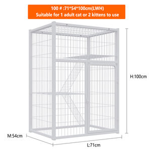 قفص فيلا للقطط قابل للتخصيص متعدد المستويات مع تصميم أنابيب حديدية سميكة مربعة، حظيرة قطط بسيطة قابلة للطي - Product Image 3