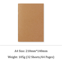 Recharges de carnet de voyage, journal ou agenda vintage en papier kraft Daurin 100 g/m² avec pages intérieures originales
