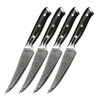 Couteau de chef en acier Damas 8-9.9, manche G10, étui en cuir, ambidextre, forgé, finition polie haute brillance, moderne, compatible lave-vaisselle