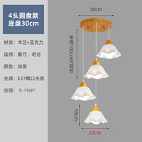 Nouveau lustre minimaliste moderne en bois pour salle à manger, salon, bureau, abat-jour en forme de pétale, lampe suspendue en forme de fleur
