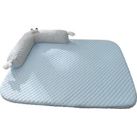 Tapis rafraîchissant en gel de soie glacée pour animaux de compagnie, motif monstre aux grands yeux, en polyester respirant, anti-chaleur, pour l'été, pour chiens et chats, facile à nettoyer