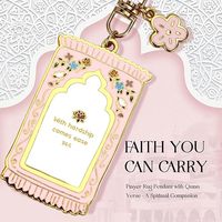 Porte-clés islamique en métal noble avec breloque émaillée et pendentif lune étoile pour femmes et hommes, cadeau, logo personnalisé, commande en gros