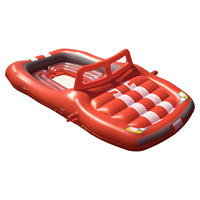 Île flottante gonflable géante pour 6 personnes, radeau de fête luxueux avec bar à glace intégré pour lac, océan, plage