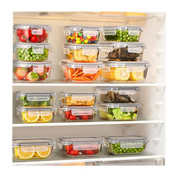 Ensemble de contenants alimentaires en verre borosilicate haute résistance pour la rentrée scolaire - Contenants hermétiques pour la préparation des repas avec couvercles