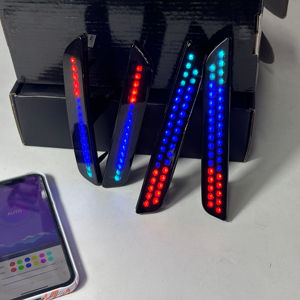 Luz LED de Marcador Lateral para Parachoques Delantero y Trasero con Control de Flujo de Color RGB por APP para Mustang 2010-2014, Paquete de 4 - Product Image 1