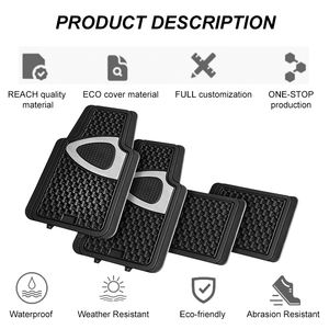 Tapis de voiture en PVC antidérapant lavable 4 pièces ensemble de tapis de voiture universels avec coussinet de talon en aluminium pour tous les types de véhicules utilisation quotidienne - Product Image 2