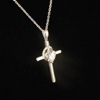 Nouveau collier en argent sterling 925 avec chaîne à maillons Jésus, plaqué rhodium, pendentif croix crucifix en forme de cœur, diamant moissanite VVS, chrétien