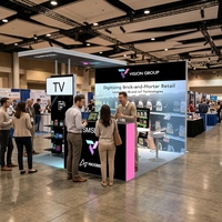 Stand d'exposition modulaire en aluminium SEG rétroéclairé par LED, sans outil, avec étagères pour salons professionnels et événements