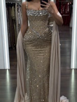 Serene Hill LA73927 Nude Meerjungfrauen-Abendkleid mit Trägern, luxuriös perlenbesetztes figurbetontes formelles Partykleid für Damen 2026