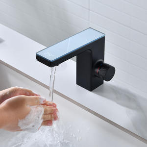 Robinet en céramique sans contact de luxe monté sur le pont 1 poignée mitigeur de lavabo de salle de bain robinet à interrupteur automatique robinet d'évier numérique intelligent - Product Image 2