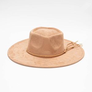Topi Fedora Berbentuk Mahkota Hati dengan Pita Kepang Pinggiran Lebar Bahan Suede Imitasi Kasual Pesta Unisex - Product Image 3