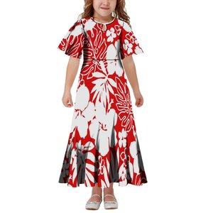 Nuovo stile hawaiano colletto a goccia Design per bambine abito lungo per bambini taglia in abiti da donna svasati vestiti per ragazze per bambini - Product Image 2