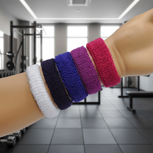 Banda para el Sudor Deportiva de Tela de Rizo de Algodón Lisa con Logo OEM Personalizado Estilo Color Diseño y Característica Brazaletes Elásticos para Bíceps Muñequera Elástica - Product Image 1