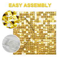 Nouveau fond de scène mural en plastique carré brillant doré 3D 30x30cm avec paillettes pour décorations de fête