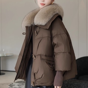 Women's Short-Length Korean-Style Oversized Loose Cotton Coat With <b>Extra</b>-<b>Large</b> Fur Collar and Thickened Fashion - Product Image 2