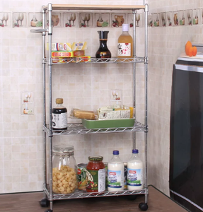 <b>Foldable</b> Rolling Storage <b>Cart</b> 3/4 Tier Metal Movable Shelving Unit with Universal Wheels for Home Commercial Use - Product Image 5