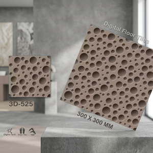 Carreaux de sol en céramique 3D noirs 300x300mm, design rustique numérique, finition brillante ou mate, pour revêtement de sol intérieur - Product Image 2