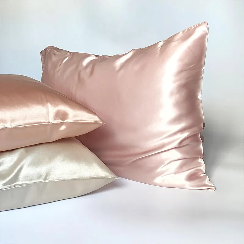 100% Polyester Satin Lụa Gối Trường Hợp Bìa Set Hộp Quà Tặng 51*76Cm Nữ Hoàng Kích Thước Dây Kéo Satin Lụa Gối