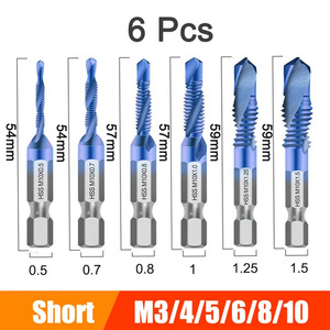 Guest Quality Short Metric Taps M3/4/5/6/8/10 6 Pcs For <b>Drilling</b> Machine Nonferrous Metals TiCN Finish - Product Image 1