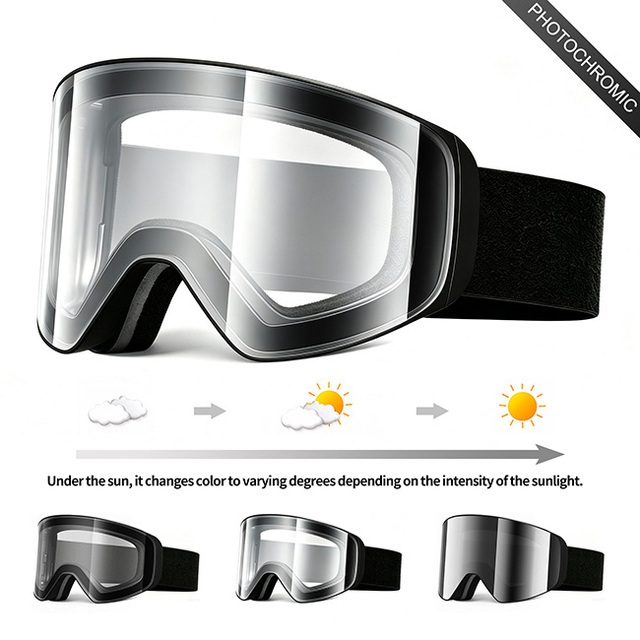 Photochromic Ski Goggles UV400 Protection OTG Skiing Glasses Snow Sports Eyewear Polarized Lens Snowboard Safety Eyewear Custom