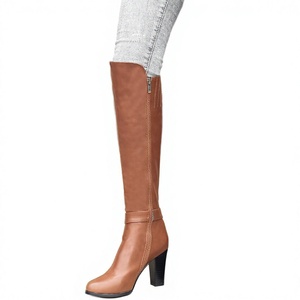 Solid Ankle Buckle Pointed <b>Toe</b> Side Zip <b>Women</b> Knee High <b>Boots</b> Chunky Heel PU Upper Anti-Slippery Short Fur Winter Autumn Spring - Product Image 4